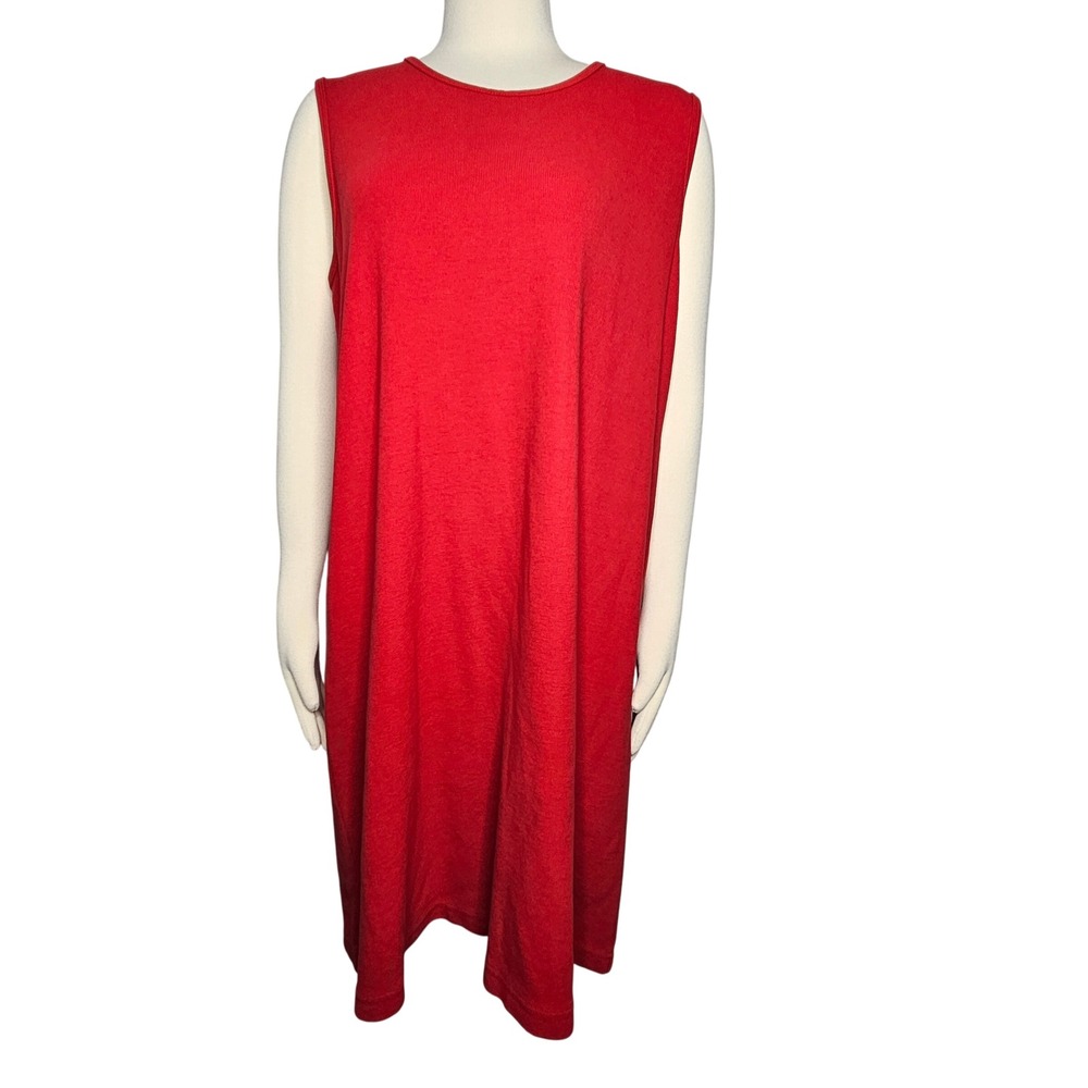 Spirit Activewear Red Sleeveless Cotton Tank Dress‎ Made in USA Casual L/XL NWT